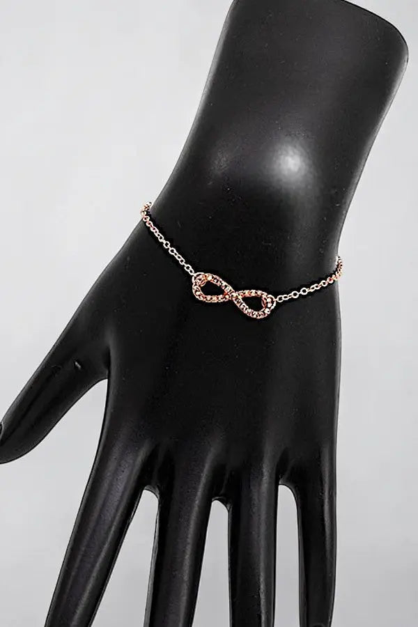 RHINESTONE PAVE INFINITY CHARM DELICATE CHAIN BRACELET AB-SS