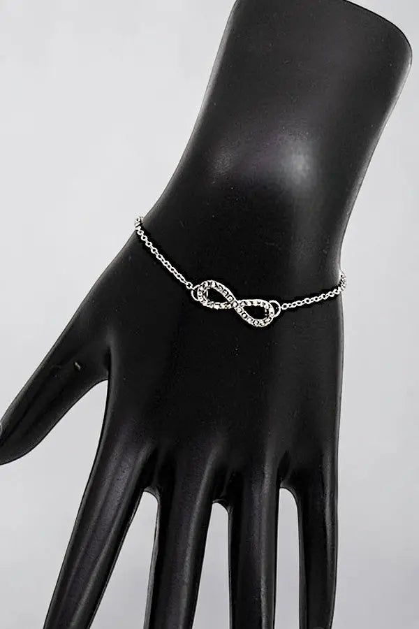 RHINESTONE PAVE INFINITY CHARM DELICATE CHAIN BRACELET AB-SS