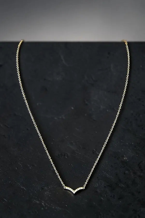 CZ GEMSTONE PAVE CHEVRON V PENDANT NECKLACE AB-SS
