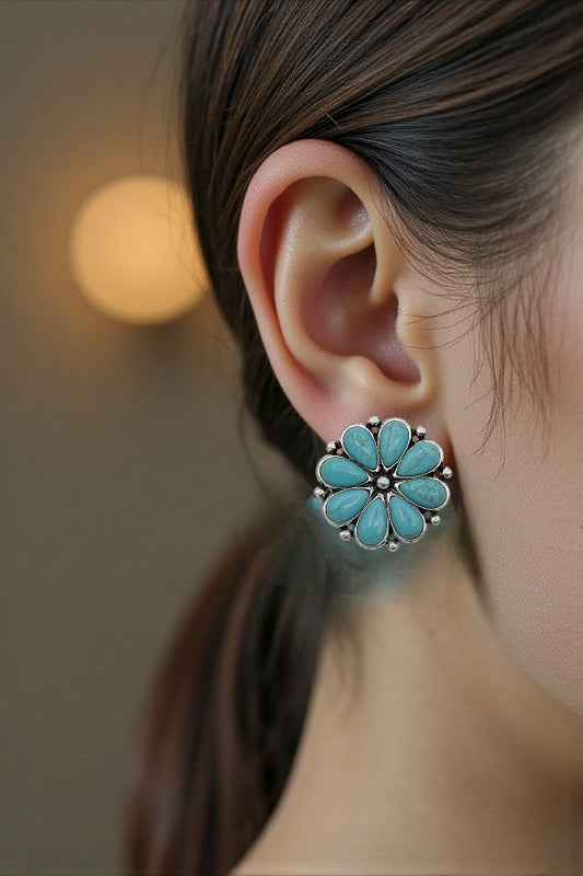 FLORAL GEMSTONE POST EARRING