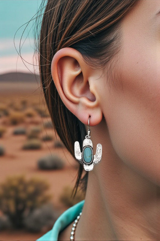 ETCHED CACTUS DANGLE EARRING