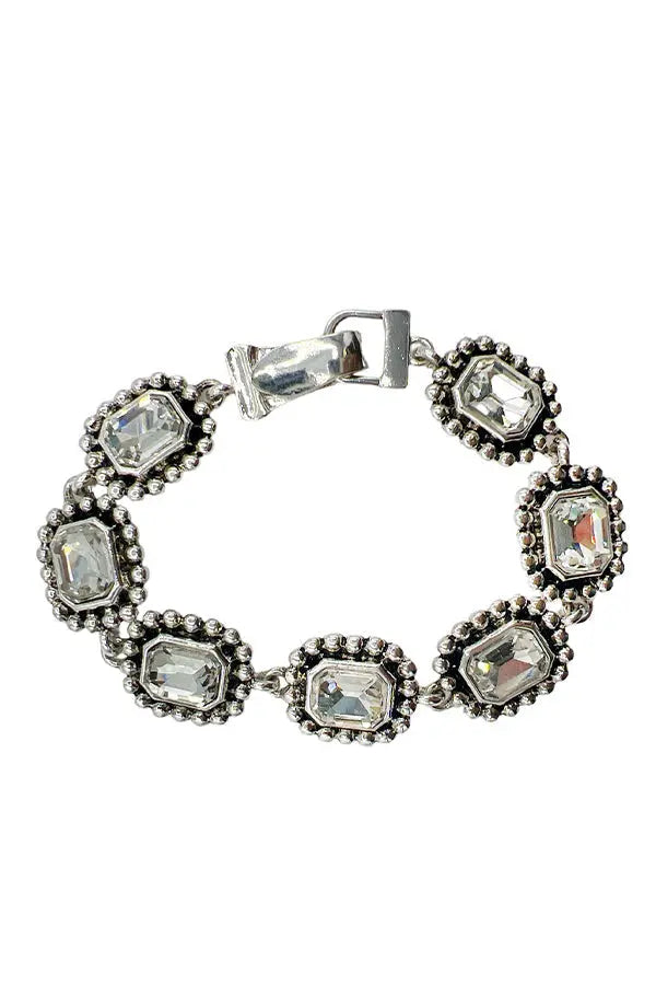 Faceted Bead Framed Gem Link Bracelet - SweetShine c.o.c. 