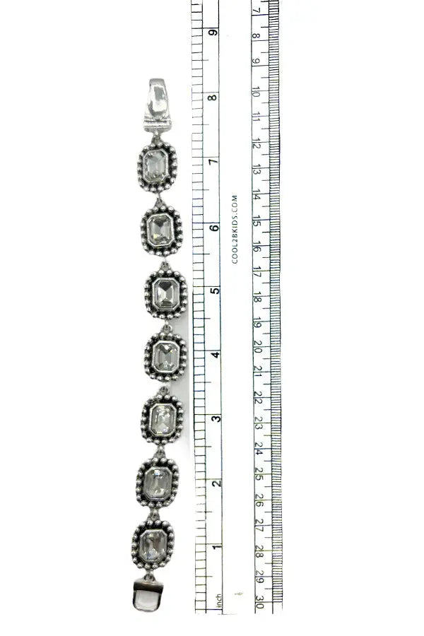 Faceted Bead Framed Gem Link Bracelet - SweetShine c.o.c. 