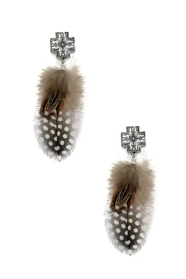 Western Cross Feather Dangle Earring - SweetShine c.o.c. 