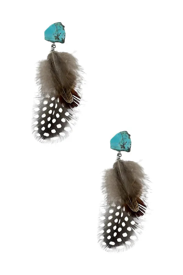 Cracked Gemstone Feather Dangle Earring - SweetShine c.o.c. 