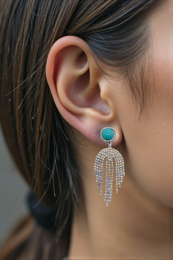 Crystal Fringe Gemstone Dangle Earring