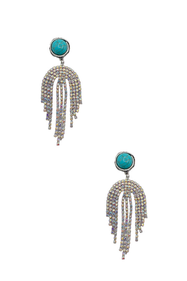 Crystal Fringe Gemstone Dangle Earring