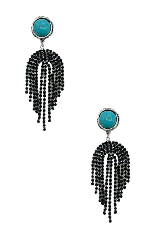 Crystal Fringe Gemstone Dangle Earring