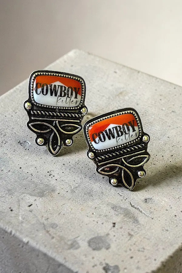 WESTERN VINTAGE LOOK COWBOY KILLER BOOT STITCH POST EARRING - SweetShine c.o.c. 