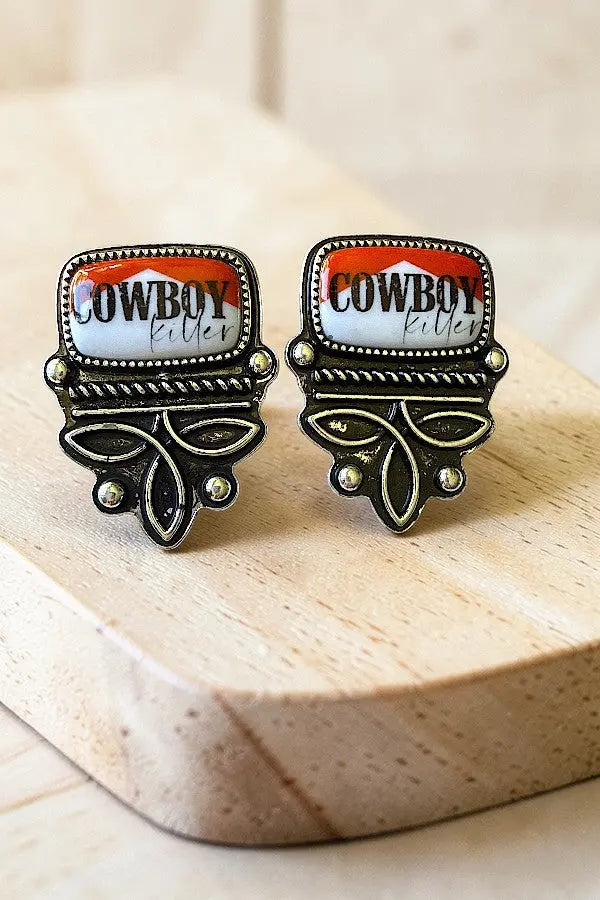 WESTERN VINTAGE LOOK COWBOY KILLER BOOT STITCH POST EARRING - SweetShine c.o.c. 