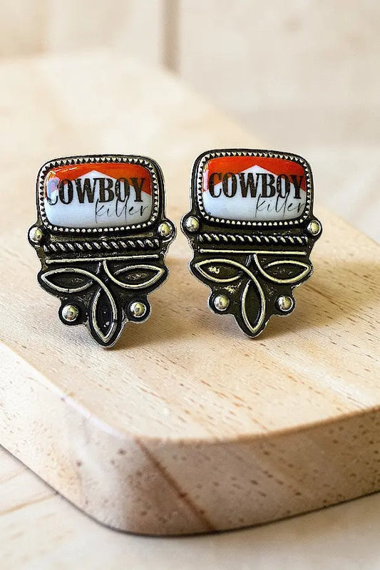 WESTERN VINTAGE LOOK COWBOY KILLER BOOT STITCH POST EARRING - SweetShine c.o.c. 