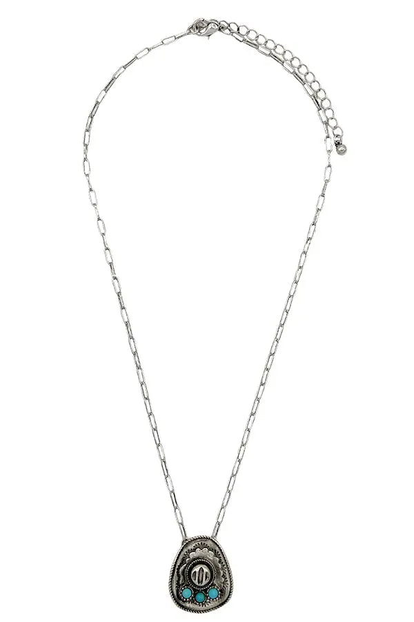 Cowboy Hat Gem Accent Pendant Necklace - SweetShine c.o.c. 
