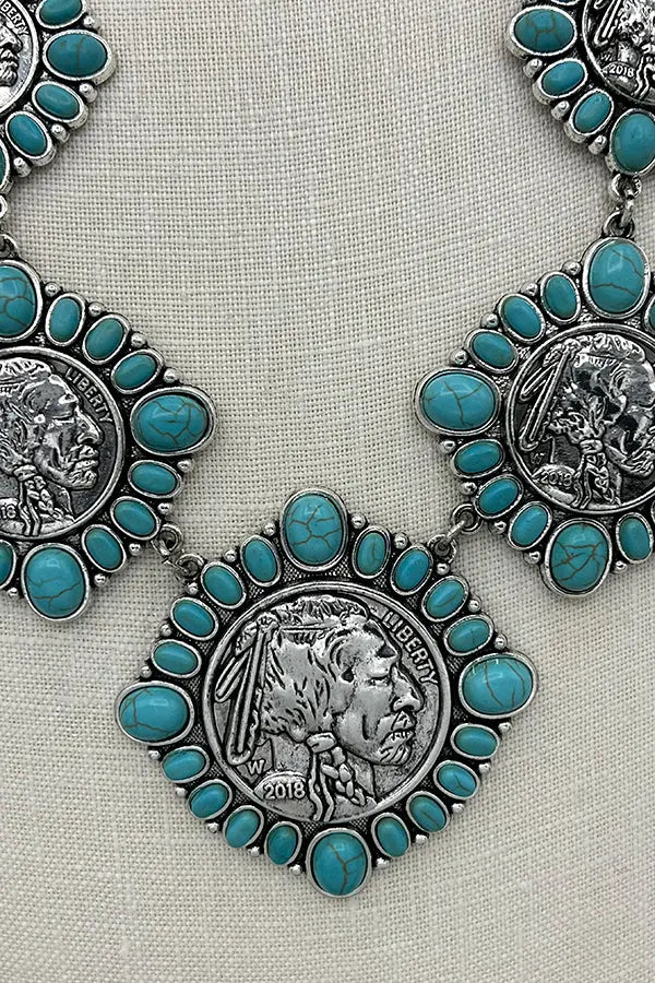 Indian Chief Gemstone Framed Necklace Set - SweetShine c.o.c. 