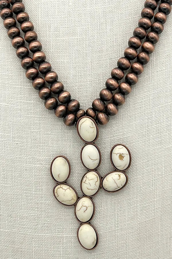 Double Row Bead Cactus Necklace Set - SweetShine c.o.c. 