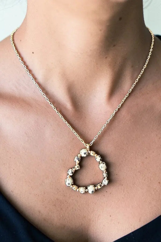 SEMI PRECIOUS STONE BEADED HEART PENDANT NECKLACE - SweetShine c.o.c. 