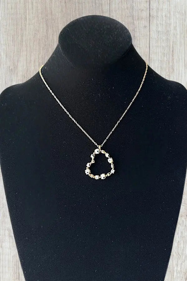 SEMI PRECIOUS STONE BEADED HEART PENDANT NECKLACE - SweetShine c.o.c. 