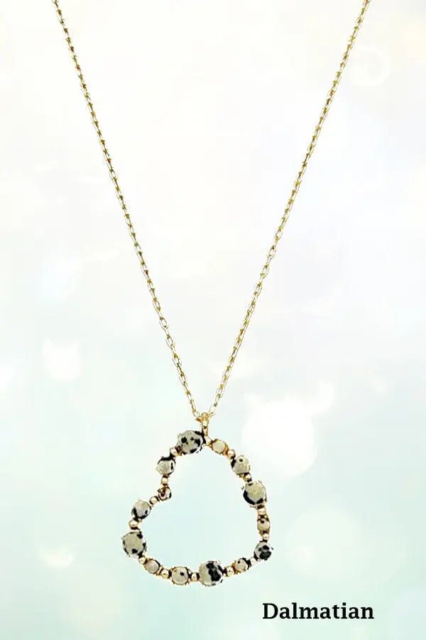 SEMI PRECIOUS STONE BEADED HEART PENDANT NECKLACE - SweetShine c.o.c. 