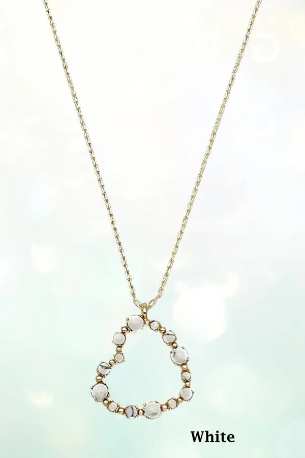 SEMI PRECIOUS STONE BEADED HEART PENDANT NECKLACE - SweetShine c.o.c. 