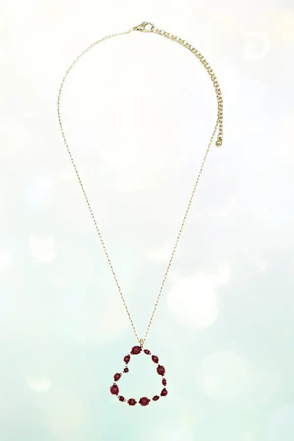 SEMI PRECIOUS STONE BEADED HEART PENDANT NECKLACE - SweetShine c.o.c. 