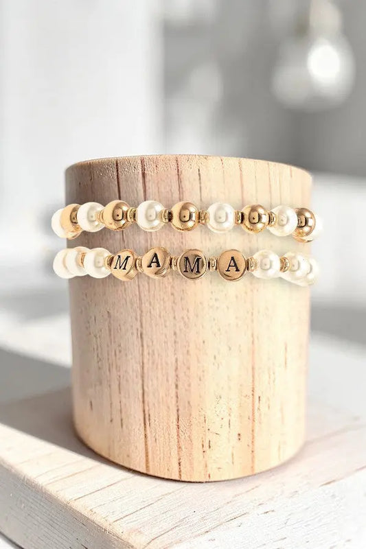 MAMA BEAD AND PEARL STRETCH BRACELET SET - SweetShine c.o.c. 