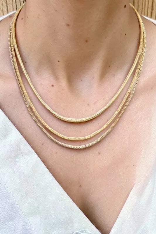 THREE DIFFERENT CHAINS LAYERED SHORT NECKLACE - SweetShine c.o.c. 