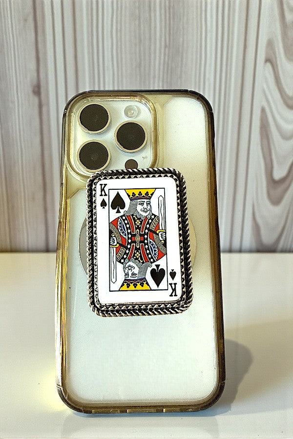 SPADE KING FRAMED PLAYING CARD POP-UP PHONE GRIP