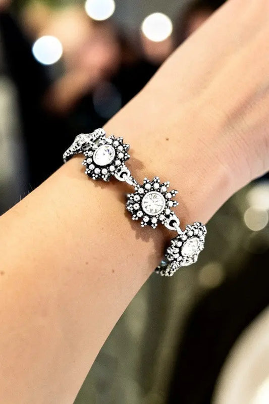 FLORAL GEMSTONE LINK CHAIN BRACELET - SweetShine c.o.c. 