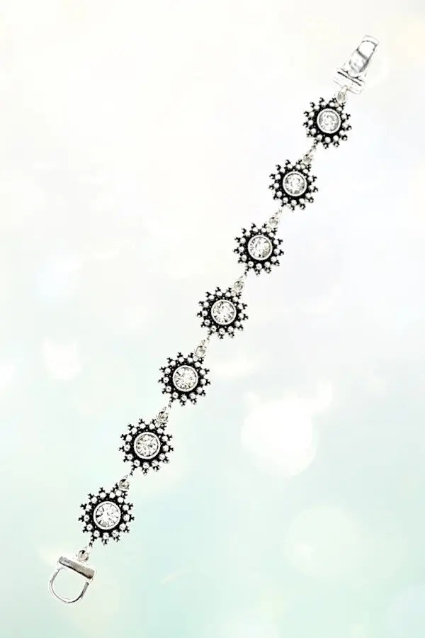 FLORAL GEMSTONE LINK CHAIN BRACELET - SweetShine c.o.c. 
