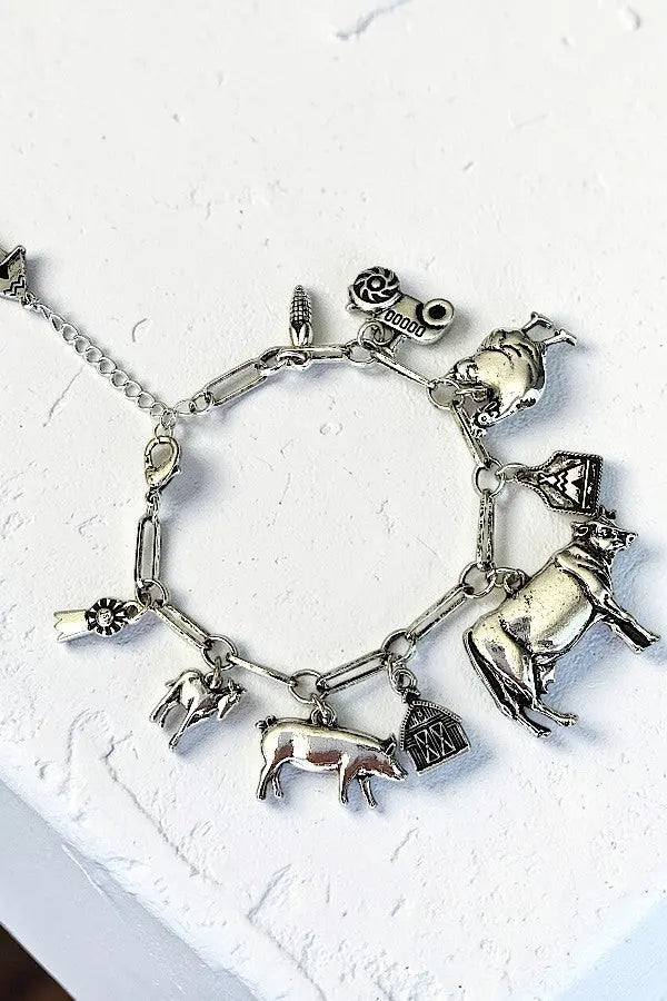 WESTERN FARM ANIMALS CHARMS DANGLE CHAIN BRACELET - SweetShine c.o.c. 