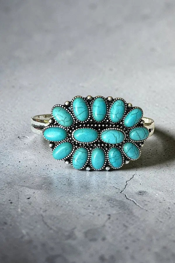 WESTERN TQ GEM FLORAL CONCHO CUFF BRACELET - SweetShine c.o.c. 