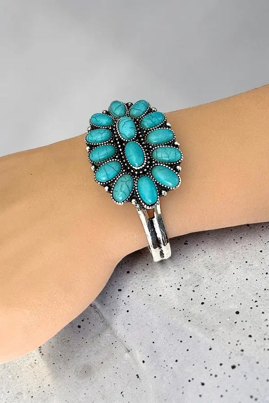 WESTERN TQ GEM FLORAL CONCHO CUFF BRACELET - SweetShine c.o.c. 