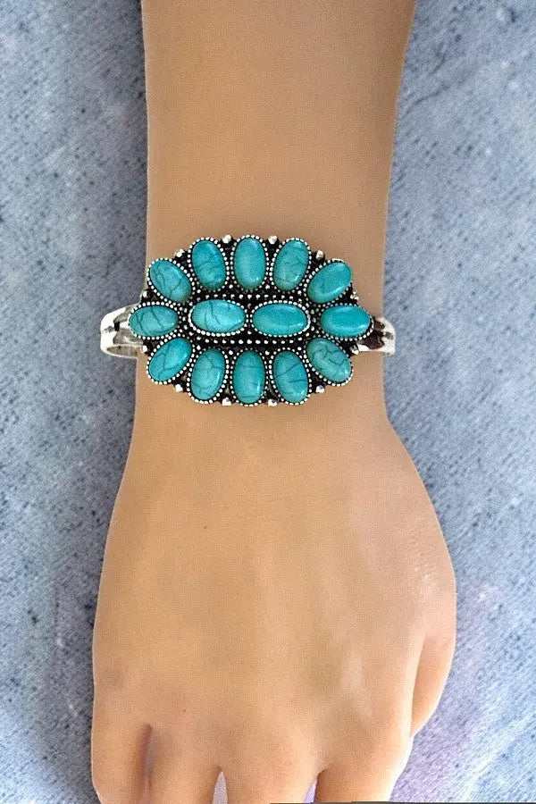 WESTERN TQ GEM FLORAL CONCHO CUFF BRACELET - SweetShine c.o.c. 