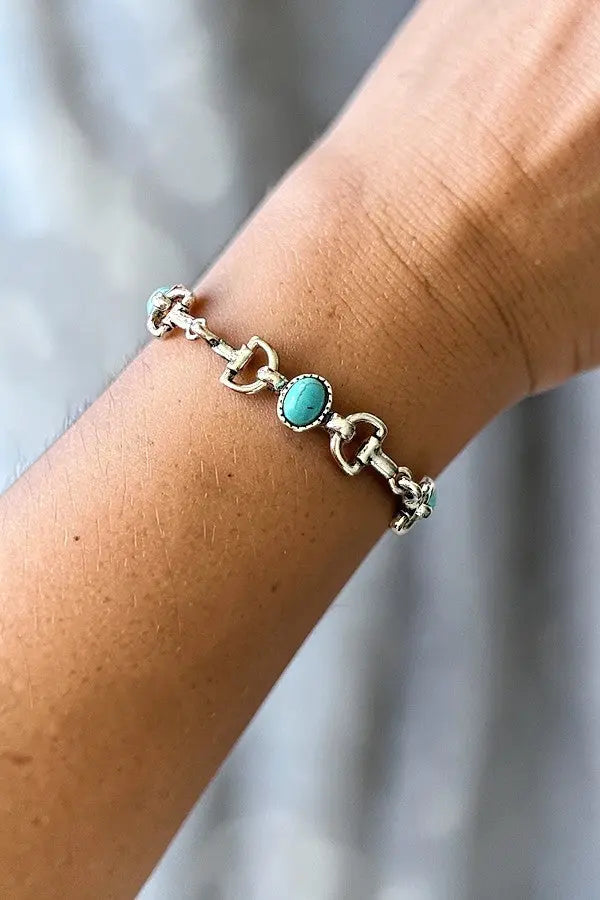 WESTERN TQ GEM SNAFFLE BIT LINK BRACELET - SweetShine c.o.c.