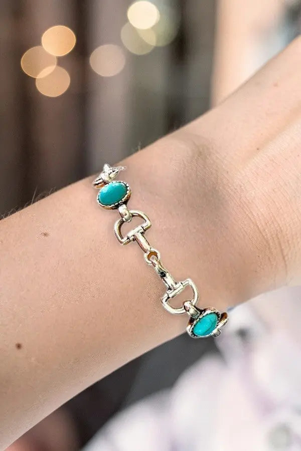 WESTERN TQ GEM SNAFFLE BIT LINK BRACELET - SweetShine c.o.c. 