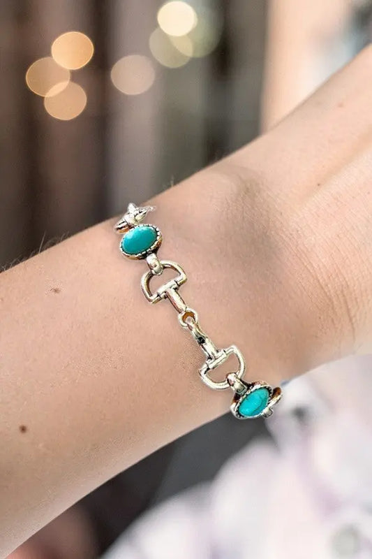 WESTERN TQ GEM SNAFFLE BIT LINK BRACELET - SweetShine c.o.c. 