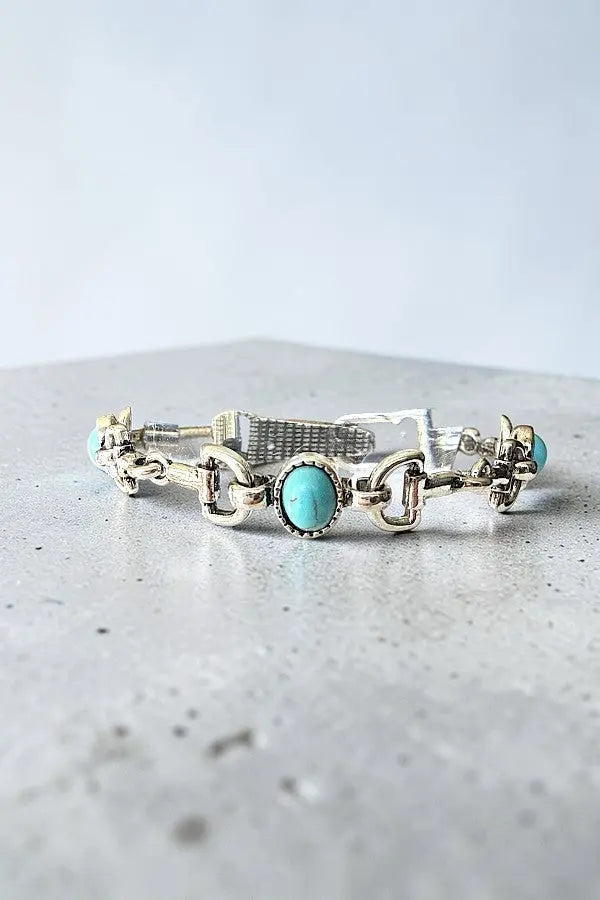 WESTERN TQ GEM SNAFFLE BIT LINK BRACELET - SweetShine c.o.c. 