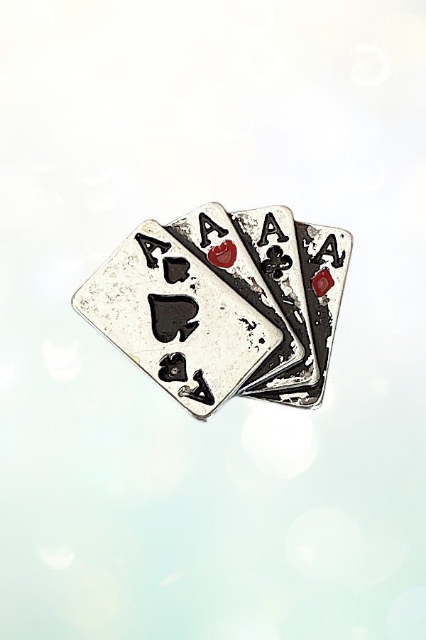FOUR OF ACES PLAYING CARDS STUD EARRING