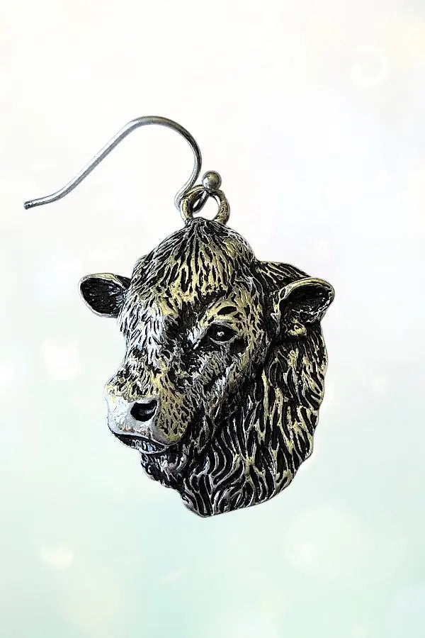 WESTERN ETCHED COW HEAD DANGLE EARRING - SweetShine c.o.c. 
