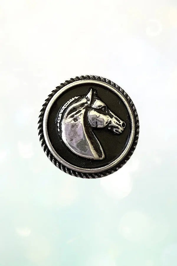 WESTERN BLACK HORSE HEAD PORTRAIT ROUND STUD EARRING - SweetShine c.o.c. 