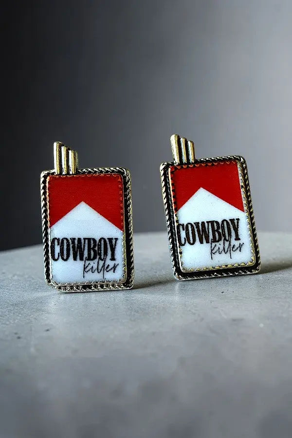 WESTERN COWBOY KILLER &amp; PUNCHY 3 POST EARRING SET AB-SS