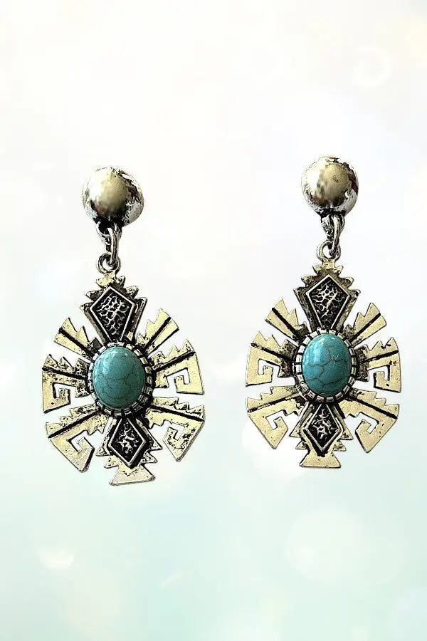 TQ ACCENT TRIBAL CONCHO DANGLE EARRING - SweetShine c.o.c. 