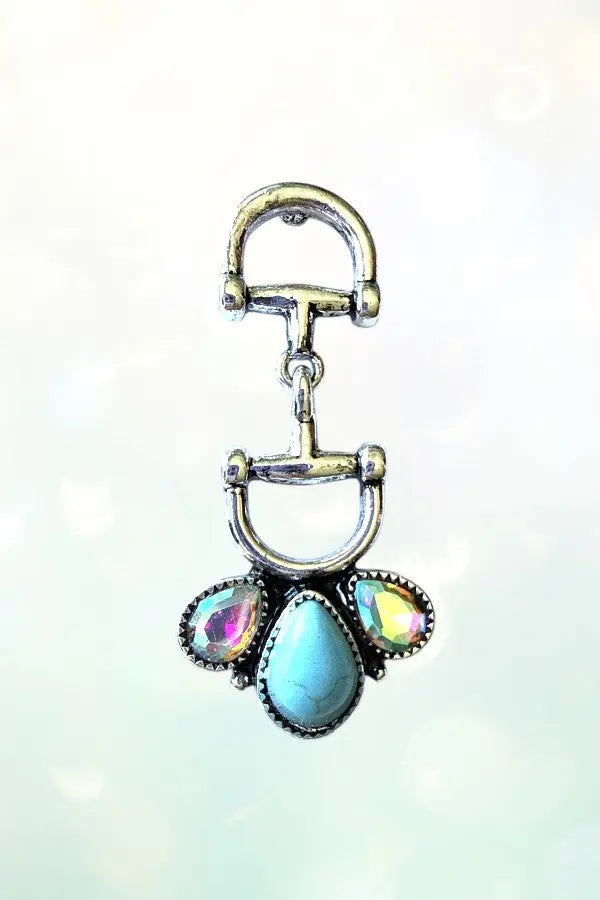 WESTERN SNAFFLE BIT TQ AB GEMSTONE DROP EARRING - SweetShine c.o.c. 