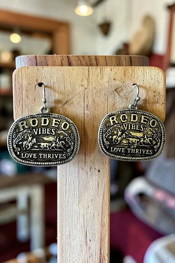 WESTERN RODEO VIBES LOVE THRIVES ETCHED DROP EARRING - SweetShine c.o.c. 