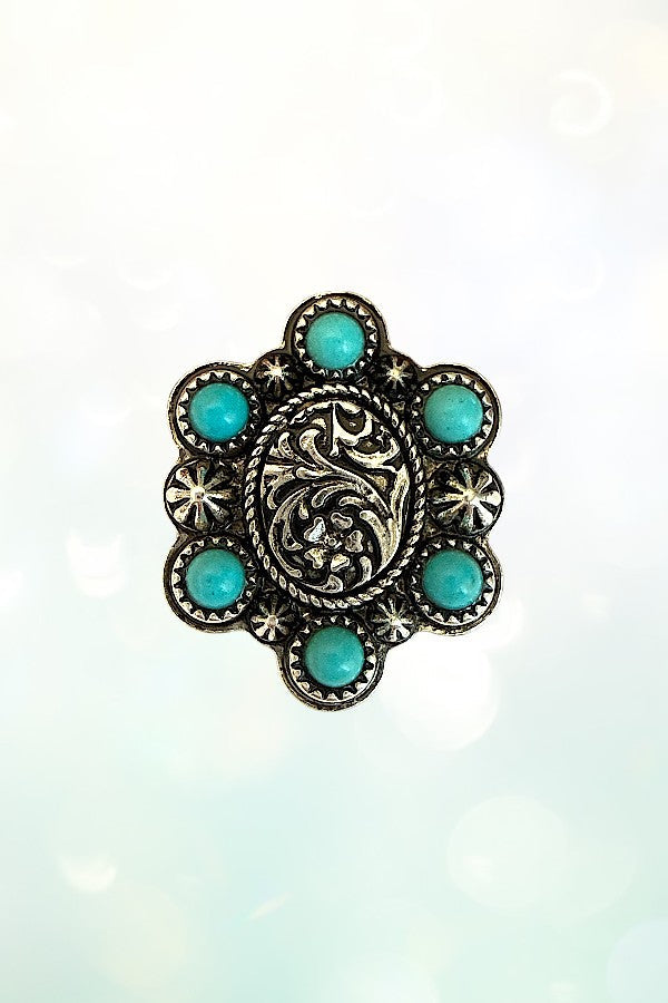 WESTERN TQ GEM ACCENT OVAL POST EARRING