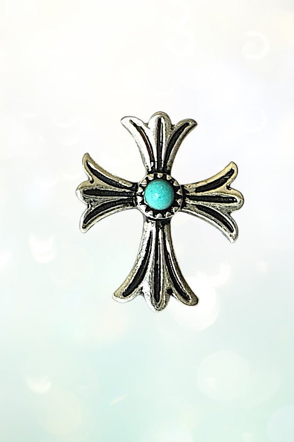 WESTERN TQ GEM CENTERED CROSS STUD EARRING