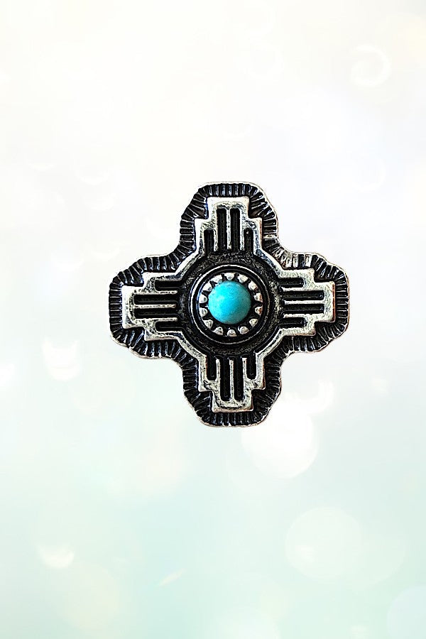 WESTERN SMALL CROSS CONCHO TQ STUD EARRING