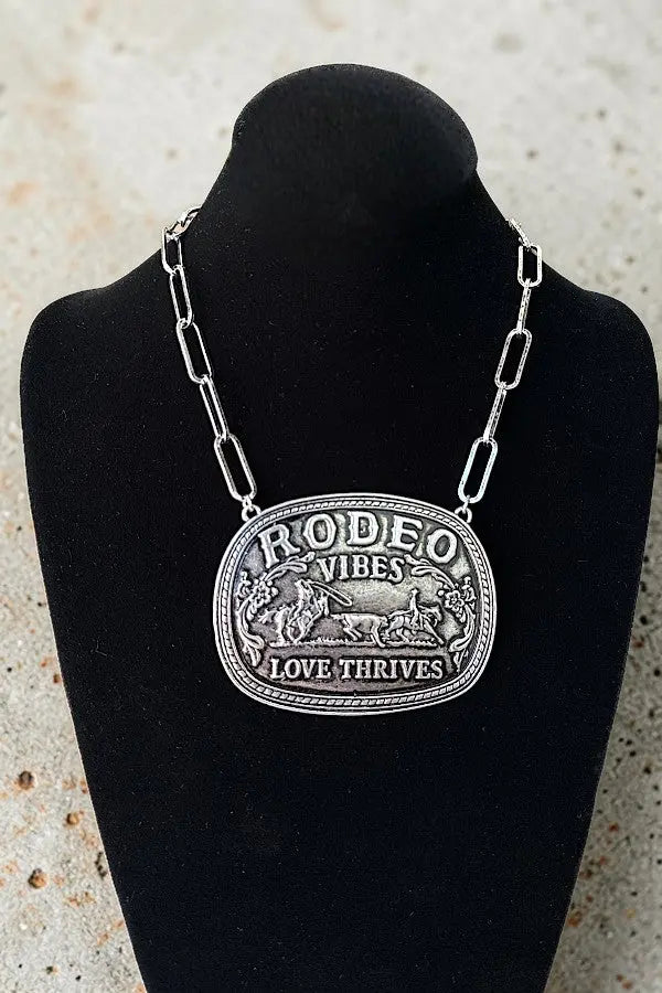 RODEO VIBES LOVE THRIVES BELT BUCKLE WESTERN CHAIN NECKLACE - SweetShine c.o.c. 