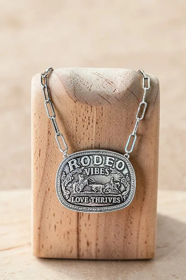 RODEO VIBES LOVE THRIVES BELT BUCKLE WESTERN CHAIN NECKLACE - SweetShine c.o.c. 
