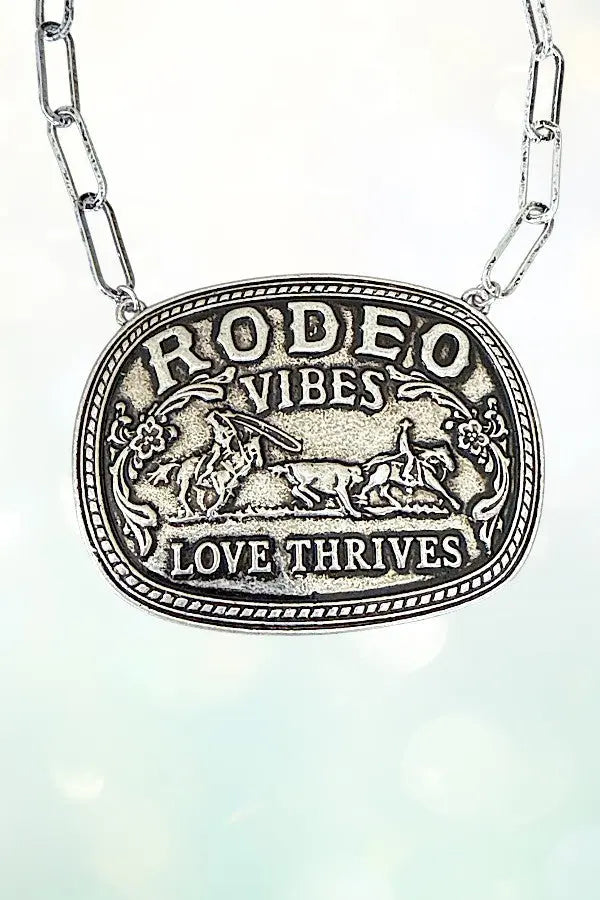 RODEO VIBES LOVE THRIVES BELT BUCKLE WESTERN CHAIN NECKLACE - SweetShine c.o.c. 