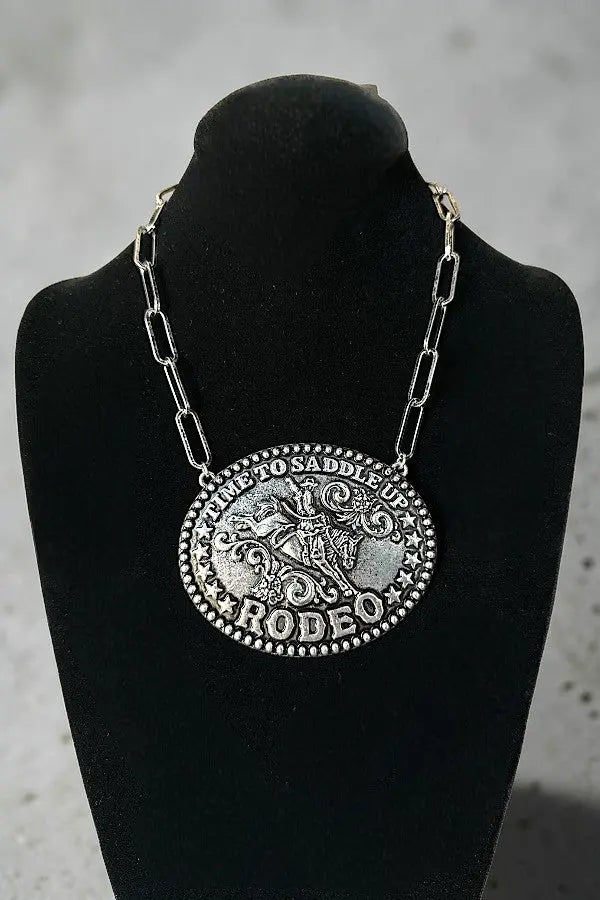 TIME TO SADDLE UP RODEO WESTERN BELT BUCKLE CHAIN NECKLACE - SweetShine c.o.c. 